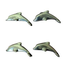 Vintage Danforth Pewter Dolphin Buttons Set of 4 Handmade Vermont USA